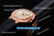 Cartier ballon bleu de Cartier Swiss Quartz Movement Rose Gold Case with Diamond Bezel and Leather Strap