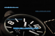 U-Boat Italo Fontana Left Hook Automatic Movement PVD Case with Black Dial and White Arabic Numerals - Black Leather Strap