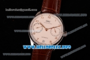 IWC Portuguese Power Reserve Clone IWC 52010 Automatic Steel Case with White Dial Arabic Number Markers and Brown Leather Strap - 1:1 Original (ZF)