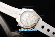 Breitling Chronomat B01 Chronograph Miyota Quartz Movement Steel Case with White Dial-White Rubber Strap
