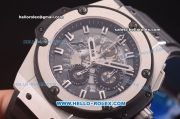 Hublot King Power F1 Swiss Valjoux 7750 Automatic Steel Case with Skeleton Dial and Black Rubber Strap
