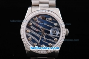 Rolex Datejust Oyster Perpetual with Diamond Bezel,Blue Diamond Crested Dial and Diamond Marking