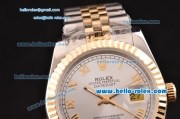 Rolex Datejust Automatic Movement Two Tone Case with Sliver Dial and Roman Marking