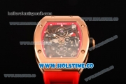 Richard Mille RM 038 Asia Automatic Rose Gold Case with Skeleton Dial and Red Rubber Strap