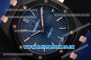 Audemars Piguet Royal Oak 36mm Asia ST16 Automatic PVD Case with Blue Dial Stick Markers and Blue Rubber Strap (EF)