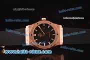 Hublot Classic Fusion Asia 2813 Automatic Rose Gold Case with Black Dial and Black Rubber Strap