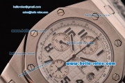 Audemars Piguet Royal Oak Offshore White Themes Swiss Valjoux 7750 Automatic Movement Full Steel with White Dial and Black Numeral Markers-Run 12 Second