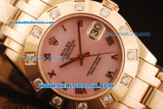 Rolex Datejust Swiss ETA 2836 Automatic Movement Full Rose Gold with Pink Dial and Roman Numerals