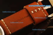 Panerai Radiomir Swiss ETA 6497 Manual Winding Steel Case with Brown Dial and Orange Leather Strap-Yellow Markers