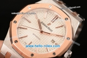 Audemars Piguet Royal Oak Swiss ETA 2824 Automatic Two Tone Case with Stick Markers and White Grid Dial - 1:1 Original