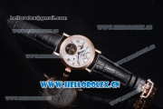 Patek Philippe Grand Complication Swiss Tourbillon Automatic Rose Gold Case with White Dial Black Leather Strap and Roman Numeral Markers