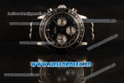 Rolex Daytona Vintage Edition Chrono Miyota OS20 Quartz Steel Case with Black Dial and Black Leather Strap