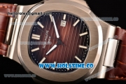 Patek Philippe Nautilus Asia Automatic Steel Case with Brown Dial and White Sitck Markers