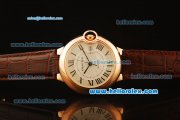 Cartier Ballon bleu de Automatic Rose Gold Case with White Dial and Brown Leather Strap Cartier Ballon bleu de Automatic Rose Gold Case with White Dial and Brown Leather Strap
