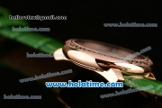 Patek Philippe Complications Miyota Quartz Rose Gold Case with White MOP Dial Green Leather Bracelet and Numeral Markers