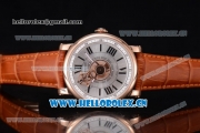 Cartier Rotonde de Cartier Astrotourbillon Asia 2813 Automatic Rose Gold Case with Silver Dial Roman Numeral Markers and Brown Leather Strap