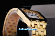 Cartier Montre Santos Demoiselle Man Size Full Gold with White Dial