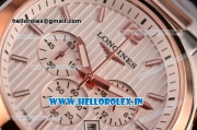 Longines Conquest Classic Chrono Miyota OS20 Quartz Two Tone with White Dial and Rose Gold Bezel