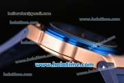 IWC Ingenieur Asia ST Automatic Rose Gold Case with Blue Rubber Bracelet Blue Dial and Stick Markers