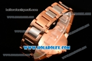 Cartier Rotonde De Miyota Quartz Rose Gold Case/Bracelet with Brown Dial and Diamonds Bezel