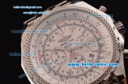 Breitling Bentley Chronograph Quartz Movement Silver Case with White Dial and SS Strap