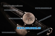 Rolex Cellini Asia Automatic Steel Case with Silver Dial Stick Markers and Black Leather Strap - Diamonds Bezel (BP)