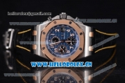 Audemars Piguet Royal Oak Offshore Clone AP Calibre 3126 Automatic Steel Case with Blue Dial Arabic Numeral Markers and Black Leather Strap - 1:1 Original (JF)