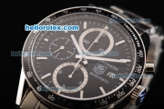 Tag Heuer Carrera Swiss Valjoux 7750 Automatic Movement with Black Dial and Black Bezel