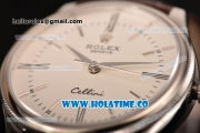 Rolex Cellini Time Asia 2813 Automatic Steel Case with Brown Leather Strap and White Dial (BP)