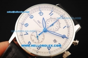 IWC Portuguese Yacht Club Chronograph Miyota Quartz Movement Steel Case with White Dial and Black Leather Strap