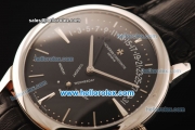 Vacheron Constantin Automatic Movement White Case with Black Dial and Leather Strap