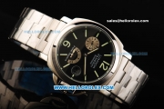 Panerai PAM 124 Luminor Power Reserve Automatic Movement Steel Case with Black Dial and Green Markers