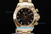 Rolex Daytona Chronograph Automatic Movement Full Gold Case/Strap with Black Dial