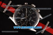 Tag Heuer Carrera Calibre 18 Miyota Quartz Steel Case with Black Dial Stick Markers and Red/Black Nylon Strap