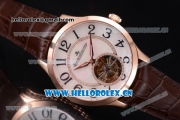 Jaeger-LECoultre Master Grande Tourbillon Swiss Tourbillon Automatic Rose Gold Case with White Dial and Brown Leather Strap (FT)