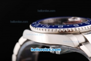 Rolex GMT-Master Automatic Movement Silver Case with Blue Dial and Blue Ceramic Bezel-SS Strap