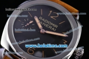 Panerai Radiomir 1940 PAM521 Clone P.3000 Manual Winding Steel Case with Black Dial and Brown Leather Strap