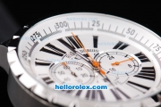 Roger Dubuis Excalibur Chronograph Quartz Movement Silver Case with White Dial-Black Markers and Black Rubber Strap