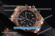 Audemars Piguet Royal Oak Offshore Seiko VK67 Quartz Rose Gold/Diamonds Case with Black Dial and Black Rubber Strap