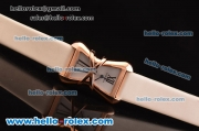 Cartier Tank Enlacée Swiss Quarz Rose Gold Case with Silver Dial and Beige Leather Strap