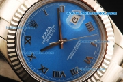 Rolex Datejust II Rolex 3135 Automatic Movement Full Steel with Blue Dial and Roman Numerals