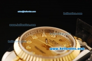 Rolex Datejust Automatic Movement ETA Coating Case with Gold Dial and Diamond Markers-Two Tone Strap