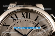 Cartier Ballon Bleu De Chrono Swiss Valjoux 7750 Automatic Steel Case with White Dial Roman Numeral Markers and Genuine Leather Strap