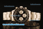 Rolex Daytona Vintage Chronograph Swiss Valjoux 7750 Steel Case/Strap with Black Dial and White Markers