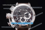 U-Boat Chimera Skeleton Chronograph Miyota OS10 Quartz Steel Case with Skeleton Dial Black Second Hand and Brown Leather Strap