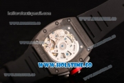 Richard Mille RM 011 Felipe Massa Flyback Chronograph Swiss Valjoux 7750 Automatic Carbon Fiber Case with Skeleton Dial and Red Inner Bezel - 1:1 Original