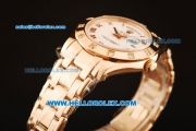 Rolex Day-Date Swiss ETA 2836 Automatic Rose Gold Case with Diamond Bezel and White Dial -Rose Gold Strap