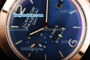 Panerai 1950 8 Days PAM289 Automatic Movement Rose Gold Case with Blue Dial and Black Strap