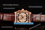 IWC Da-Vinci Chrono Miyota Quartz Rose Gold Case with Brown Leather Strap and White Dial