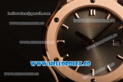 Hublot Classic Fusion Miyota 9015 Automatic Rose Gold Case with silver Dial and Black Leather Strap (AAAF)